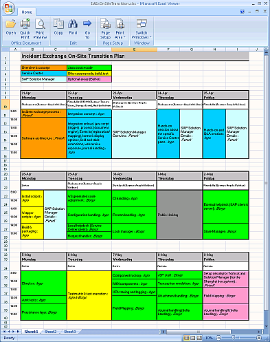 onsite transition timetable
