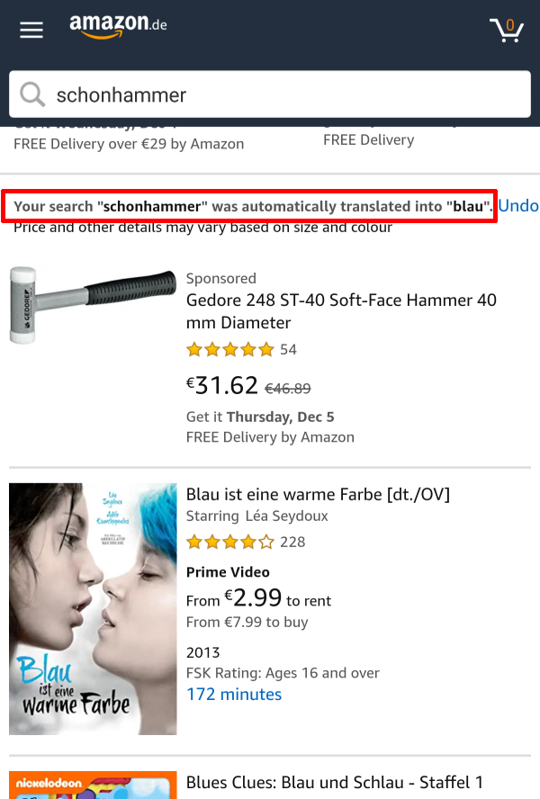 Amazon automatic to blau