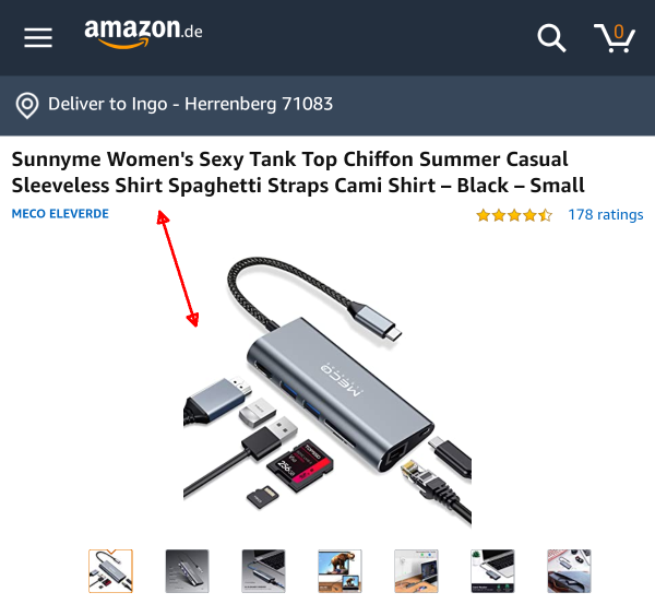Amazon title vs. photos