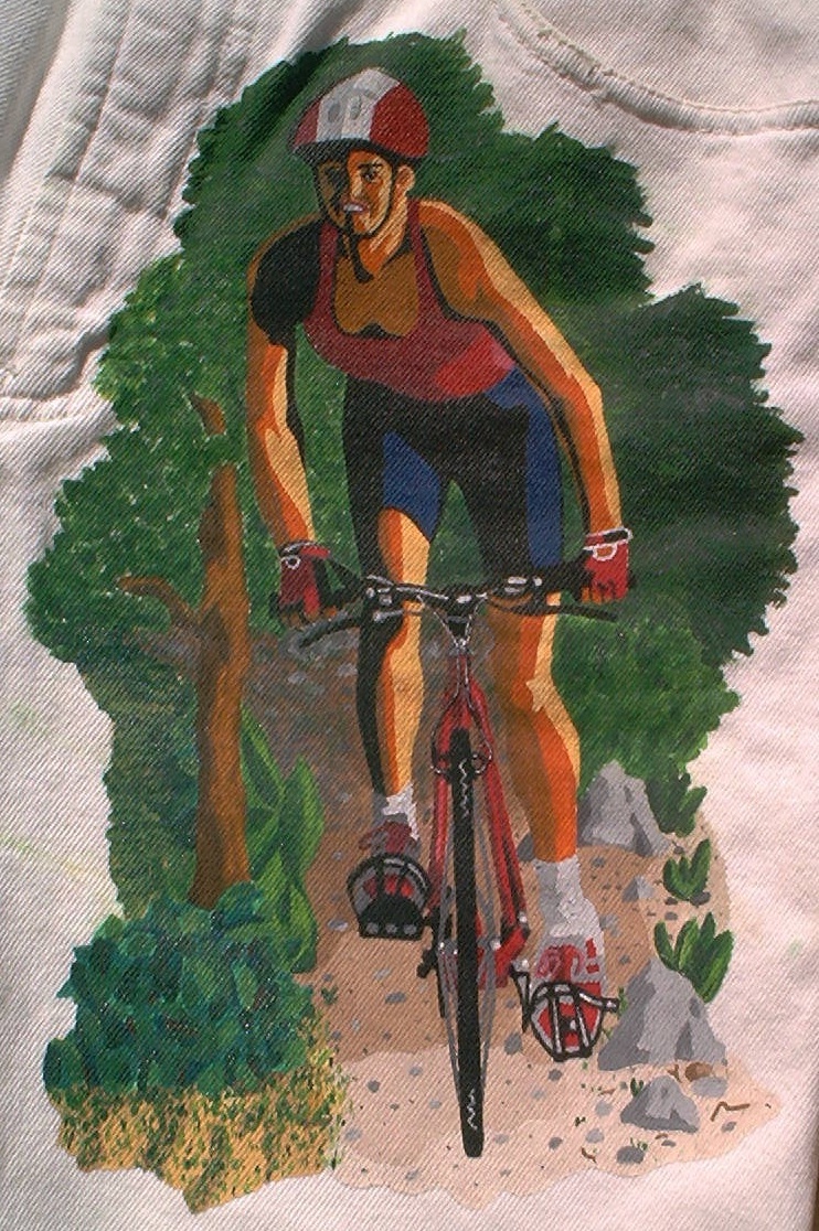 Bicycle jeans color motif.closeup