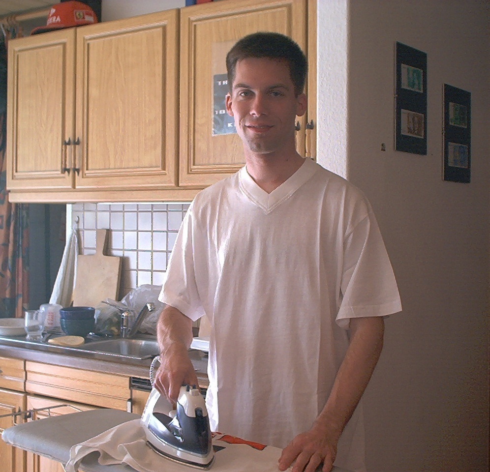 ingo ironing the shirts