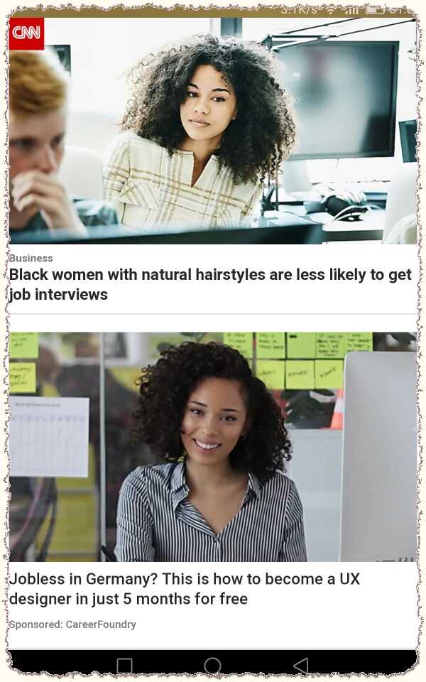 ads for natural hairstyles and joblessness